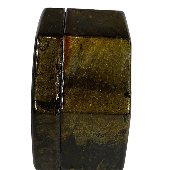 Vintage Black Hexagonal Lacquer Floral Trinket Lidded Jewelry Box Home Decor - Picture 3 of 10